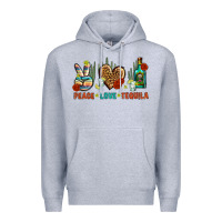 Heather Grey Peace Love Tequila Premium Hoodie - BundleAndBundleShop