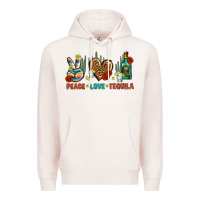 Pale Pink Peace Love Tequila Premium Hoodie - BundleAndBundleShop
