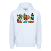 White Peace Love Tequila Premium Hoodie - BundleAndBundleShop