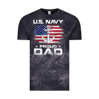 Cloud Black u.s navy proud dad with american flag gift veteran day t shirt Vintage Tee - linhVisuals