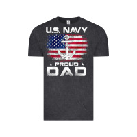 Vintage Black u.s navy proud dad with american flag gift veteran day t shirt Vintage Tee - linhVisuals