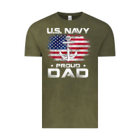 Vintage Olive u.s navy proud dad with american flag gift veteran day t shirt Vintage Tee - linhVisuals