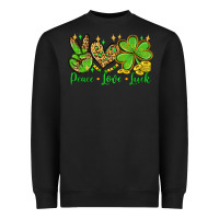 Black St. Patrick's Day Peace love luck Heavyweight Sweatshirt - OliviaCreatesArt