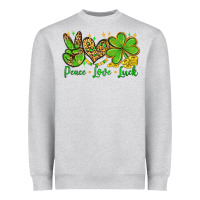 Heather Grey St. Patrick's Day Peace love luck Heavyweight Sweatshirt - OliviaCreatesArt