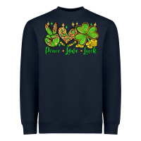 Navy St. Patrick's Day Peace love luck Heavyweight Sweatshirt - OliviaCreatesArt