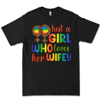 Black Just A Girl Who Loves Her Wifey Premium Tee - BundleAndBundleShop