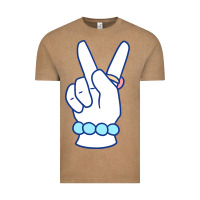 Vintage Coffee girl peace sign Vintage Tee - linhVisuals
