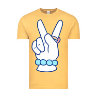 Vintage Mustard girl peace sign Vintage Tee - linhVisuals