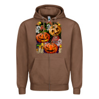 Chestnut Halloween Pumpkins Zipper Hoodie - BundleAndBundleShop