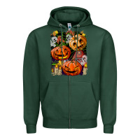 Sports Green Halloween Pumpkins Zipper Hoodie - BundleAndBundleShop