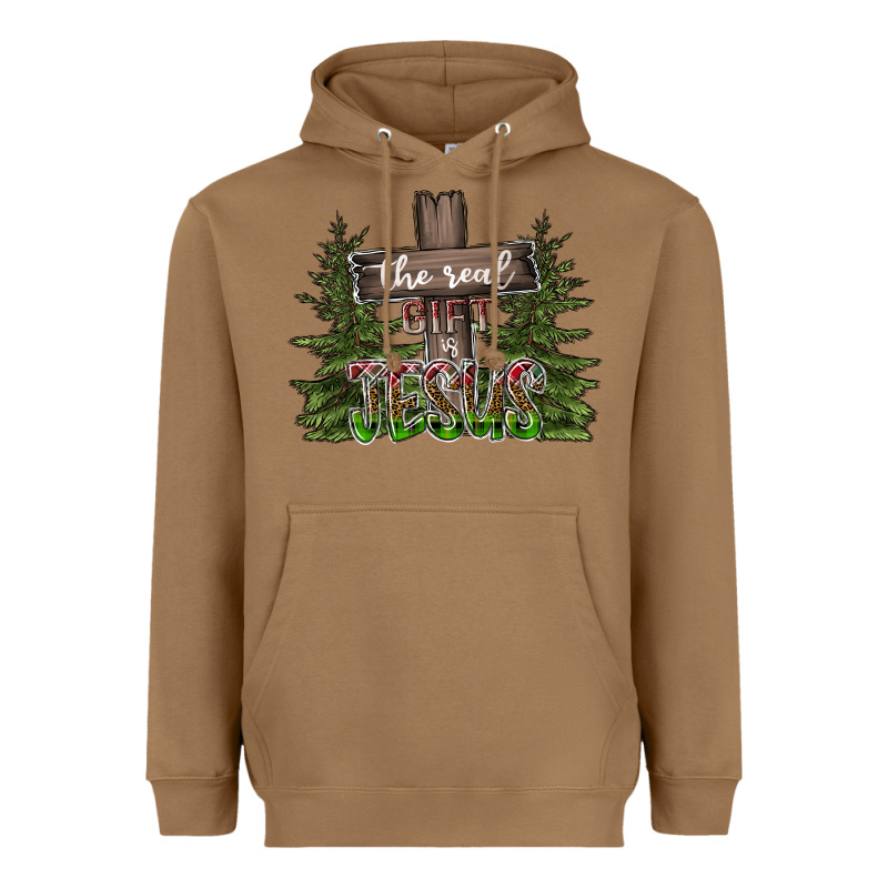 The Real Gift Is Jesus Heavyweight Hoodie by CowhideDigitalArt | Teevron