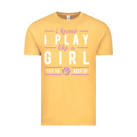 Vintage Mustard basketball gifts for girls i know i play like a girl try to keep up in Vintage Tee - linhVisuals
