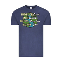 Vintage Denim birthplace earth race human politics freedom religion love equality al Vintage Tee - linhVisuals