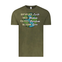 Vintage Olive birthplace earth race human politics freedom religion love equality al Vintage Tee - linhVisuals