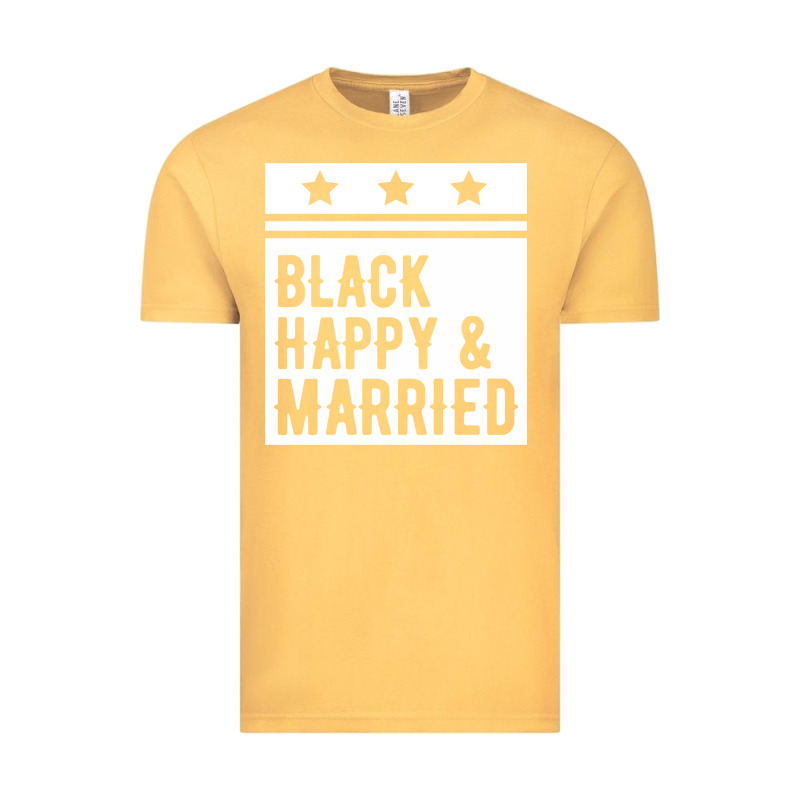 Black Happy & Married Funny Wedding Gifts Vintage Tee by linhVisuals | Teevron