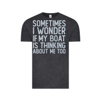 Vintage Black boating funny if my boat is thinking about me too funny pontoon boat l Vintage Tee - linhVisuals