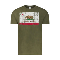 Vintage Olive california flag womens mens heavy distressed vintage gift t shirt Vintage Tee - linhVisuals