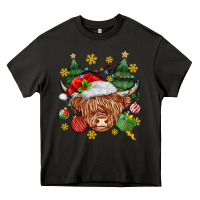 Asphalt Christmas highland cow Heavy Core Tee - MaliasSmallBusiness