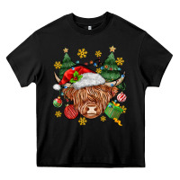 Black Christmas highland cow Heavy Core Tee - MaliasSmallBusiness
