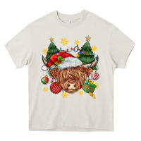 Christmas Highland Cow Heavy Core Tee | Teevron
