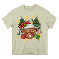 Mossy Christmas highland cow Heavy Core Tee - MaliasSmallBusiness
