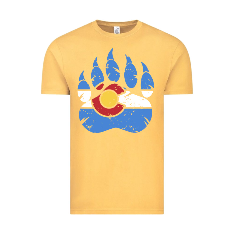 Colorado State Flag Bear Paw Print Pocket Place Vintage Tee by linhVisuals | Teevron