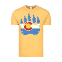 Vintage Mustard colorado state flag bear paw print pocket place Vintage Tee - linhVisuals