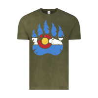 Vintage Olive colorado state flag bear paw print pocket place Vintage Tee - linhVisuals