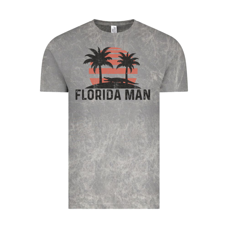 Florida Man State Funny Meme Vintage Palm Trees And Sunset Retro Sun Vintage Tee by linhVisuals | Teevron