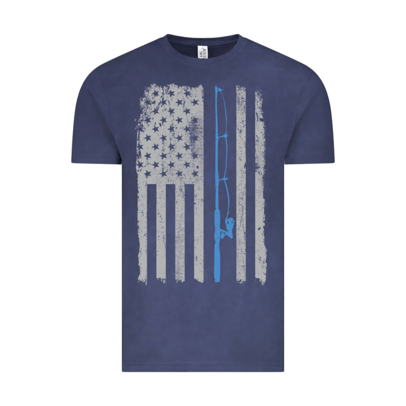 Fishing American Flag Vintage Fishing Rod Patriotic 4ht Of July Gift F Vintage Tee by linhVisuals | Teevron