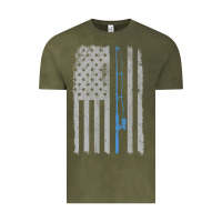 Vintage Olive fishing american flag vintage fishing rod patriotic 4ht of july gift f Vintage Tee - linhVisuals