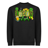 Black St. Patrick's Lucky vibes Heavyweight Sweatshirt - OliviaCreatesArt