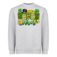 Heather Grey St. Patrick's Lucky vibes Heavyweight Sweatshirt - OliviaCreatesArt