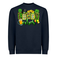 Navy St. Patrick's Lucky vibes Heavyweight Sweatshirt - OliviaCreatesArt