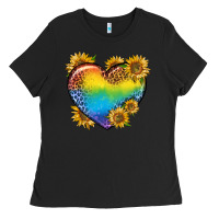 Black Pride Heart And Sunflower Ladies Tee - BundleAndBundleShop