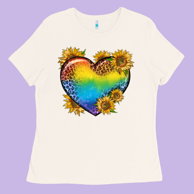 Pride Heart And Sunflower Ladies Tee Designed By Bundleandbundleshop
