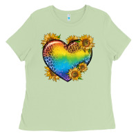 Matcha Pride Heart And Sunflower Ladies Tee - BundleAndBundleShop