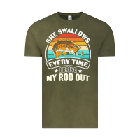 Vintage Olive she swallows every time i bring my rod t  shirt she swallows every tim Vintage Tee - linhVisuals