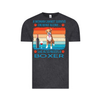 Vintage Black boxer t  shirt a woman cannot survive on wine alone she also needs box Vintage Tee - linhVisuals