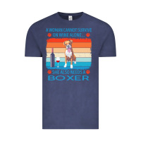 Vintage Denim boxer t  shirt a woman cannot survive on wine alone she also needs box Vintage Tee - linhVisuals