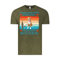 Vintage Olive boxer t  shirt a woman cannot survive on wine alone she also needs box Vintage Tee - linhVisuals