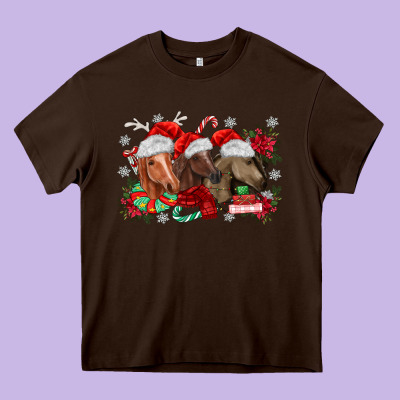 Christmas Horses Heavy Core Tee Designed By Maliassmallbusiness