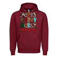 Burgundy Merry Christmas Zipper Hoodie - FaDigitalArtStudio