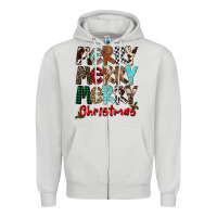 Dove Grey Merry Christmas Zipper Hoodie - FaDigitalArtStudio