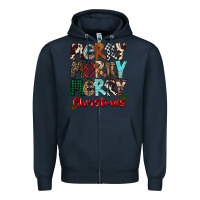 Navy Merry Christmas Zipper Hoodie - FaDigitalArtStudio