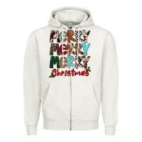 Oatmeal Heather Merry Christmas Zipper Hoodie - FaDigitalArtStudio