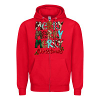 Red Merry Christmas Zipper Hoodie - FaDigitalArtStudio