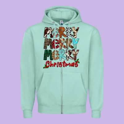 Merry Christmas Zipper Hoodie Designed By Fadigitalartstudio