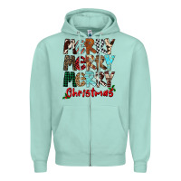 Seafoam Merry Christmas Zipper Hoodie - FaDigitalArtStudio