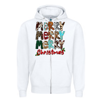 White Merry Christmas Zipper Hoodie - FaDigitalArtStudio